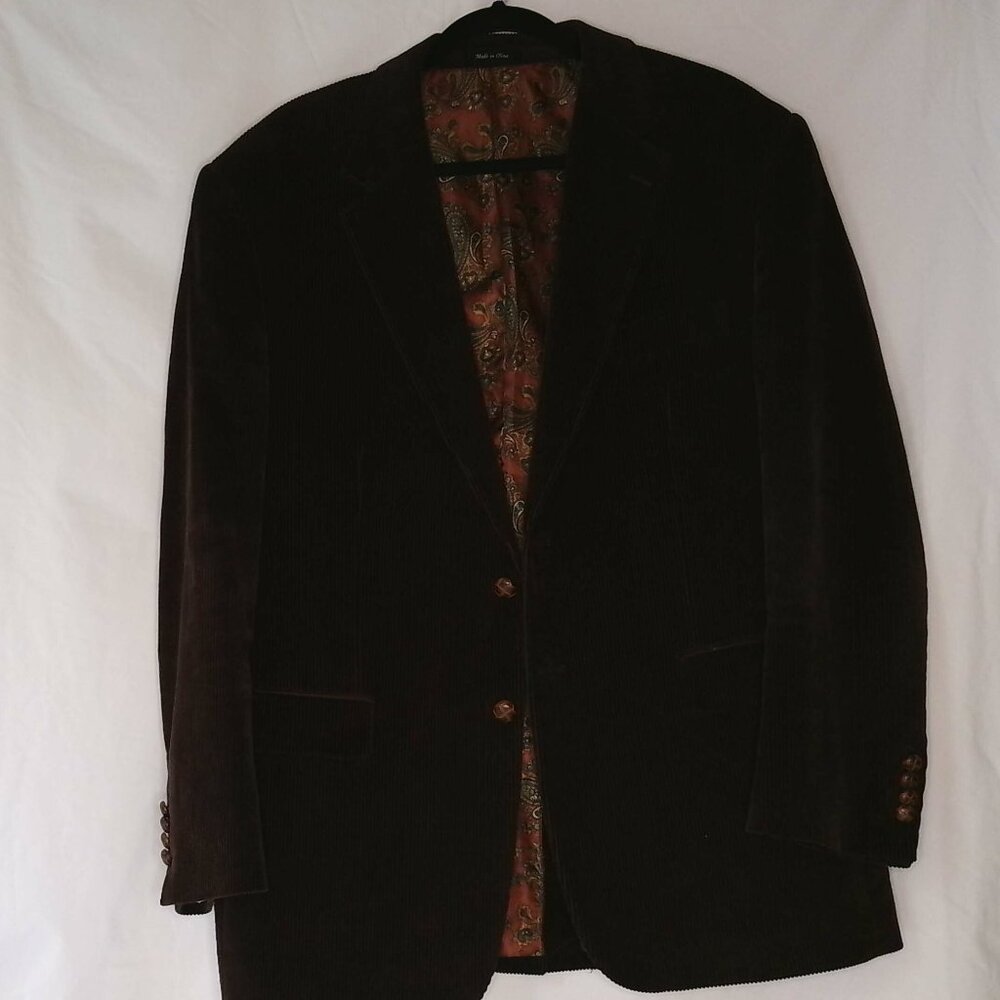 Lauren Ralph Lauren vintage brown courduroy blazer with paisley lining size 44R